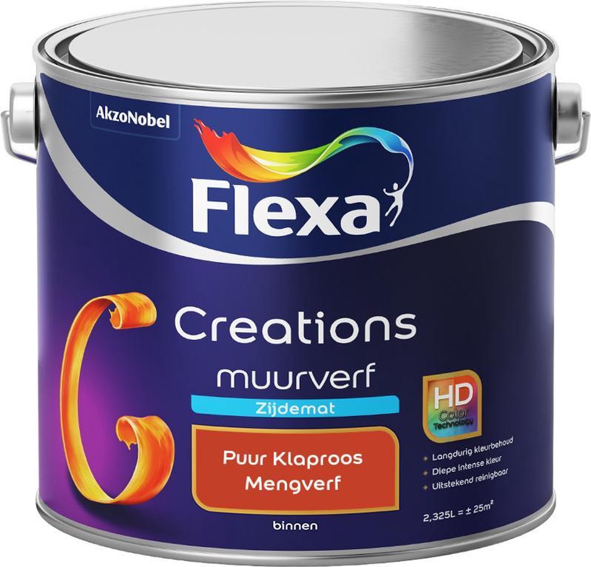 Flexa Creations - Muurverf Zijde Mat - Mengkleuren Collectie - Puur Klaproos - 2,5 liter