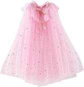 Roze feeën verkleedset: cape + kroon + staf + handschoenen meisjes 3-8 jaar Elfje, Prinses, Ballerina verkleedkleding