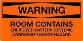 Sticker 'Warning: Corrosive liquids hazard' 150 x 75 mm