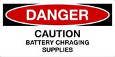 Sticker 'Danger: Caution, battery charging supplies' 100 x 50 mm