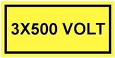3 x 500 volt sticker 100 x 50 mm