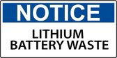 Sticker 'Notice: Lithium battery waste' 300 x 150 mm