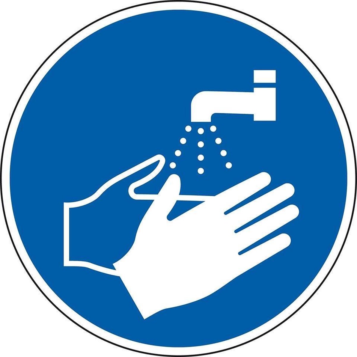 Afbeelding van product Merkloos / Sans marque  Handen wassen verplicht sticker - ISO 7010 - M011 50 mm - 10 stuks per kaart