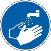 Handen wassen verplicht sticker - ISO 7010 - M011 50 mm - 10 stuks per kaart