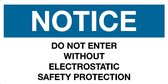 Sticker 'Notice: Do not enter without electrostatic safety protection', 150 x 75 mm