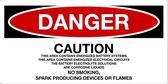 Sticker 'Danger: Caution, no smoking' 150 x 75 mm