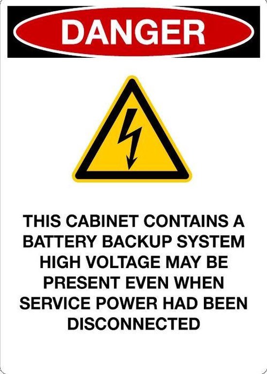 Backup Generator Sticker Sticker 'Danger: This cabinet contains a battery backup system' 148 x ...
