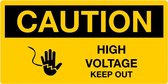 Caution sticker High voltage keep out, liggend 100 x 50 mm