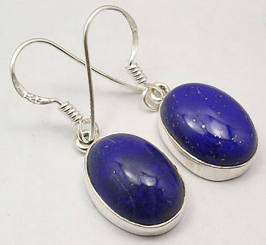 Natuursieraad -  925 sterling zilver lapis lazuli oorhangers - edelsteen oorbellen
