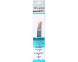 Winsor & Newton 5295014 Foundation Aquarelpenselenset 4 stuks korte steel No. Rond 3/5 Kattentong 2/4