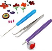 Quilling gereedschap - 3 stuks - Tools voor filigraanpapier - Naald, Pincet, Rolpen