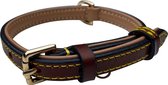 Brute Strength - Luxe leren halsband hond - Bruin - S - (26 - 33 cm) x 1,5cm