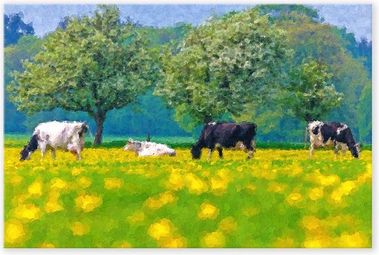 Graphic Message Peinture sur toile - Paysage avec des vaches - Salon