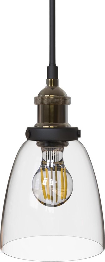 B.K.Licht Sigma hanglamp retro industrieel - E27 - antiek metaal glas