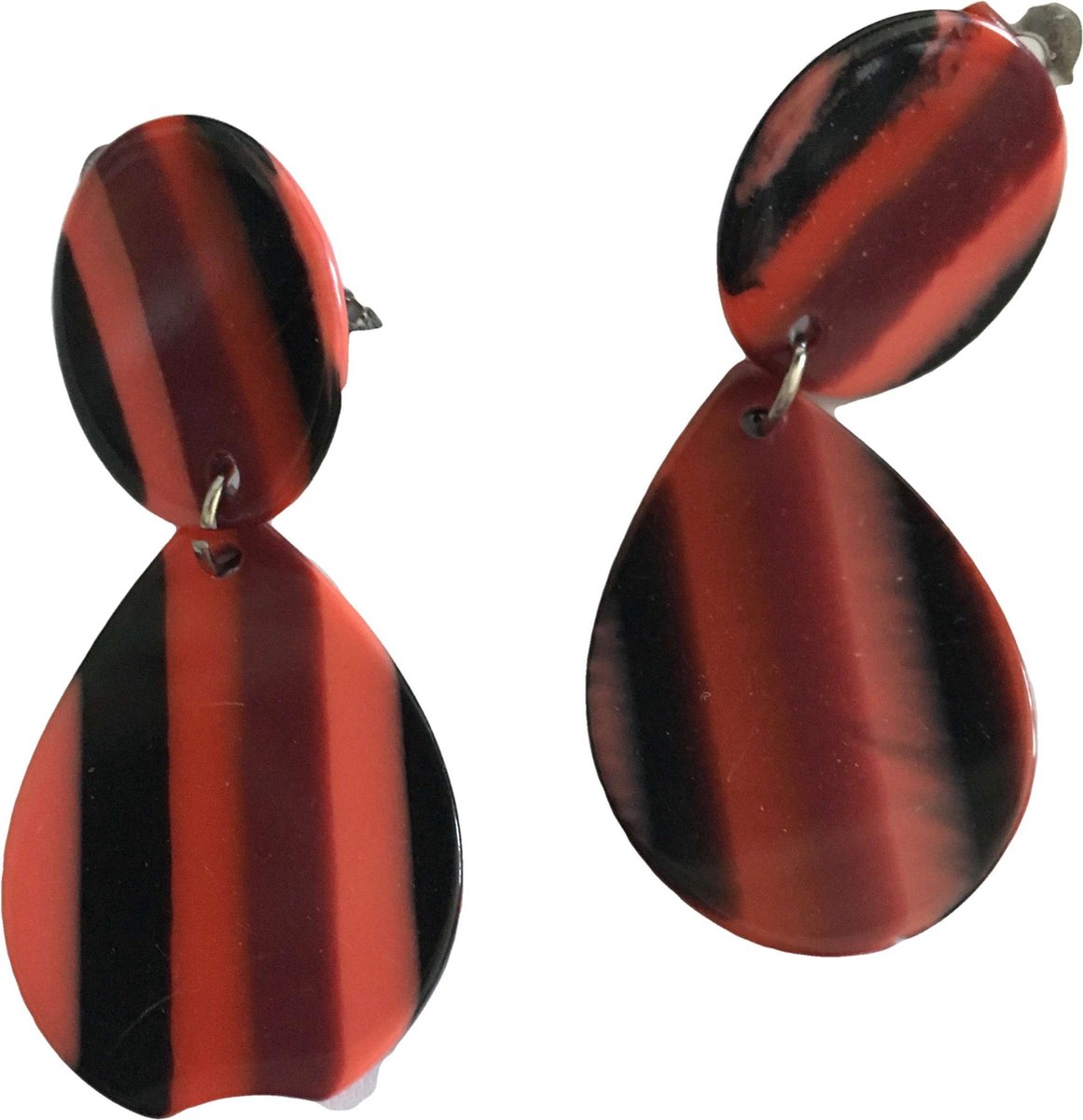Petra's Sieradenwereld - Clipoorbel hanger rood zwart (367)