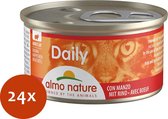 Almo Nature Natvoer voor Katten - Daily Menu Mousse - Glutenvrij - Graanvrij - 24 x 85g - Blokjes met Rund