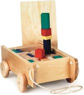 Houten blokkenwagen met 98 blokken. 2+