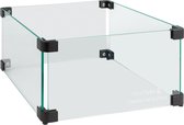 Easyfires glas ombouw vierkant met zwarte hoekpunten 43x43x17 cm