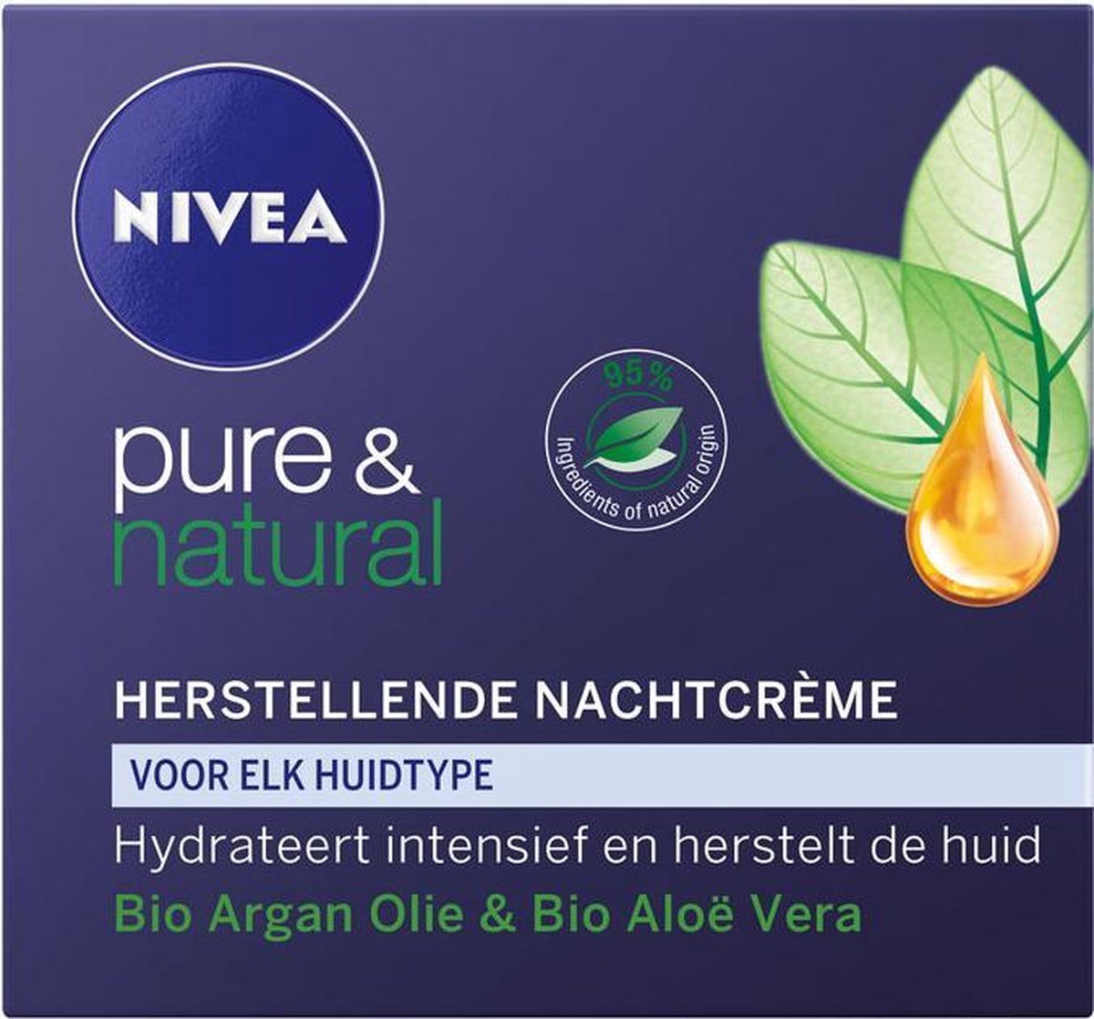 NIVEA Pure & Natural Herstellend - 50 ml - Nachtcrème - NIVEA