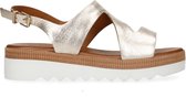 Sacha - Dames - Goudkleurige leren plateau sandalen - Maat 39