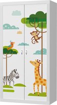 Kinder kledingkast dieren 90x190x40 cm - wit - 2 deuren