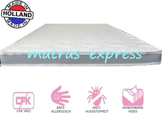 Matras-Express Topper 160x200 Koudschuim HR40 - 7cm dik - Afritsbaar hoes - Anti allergie Topmatras 3D border