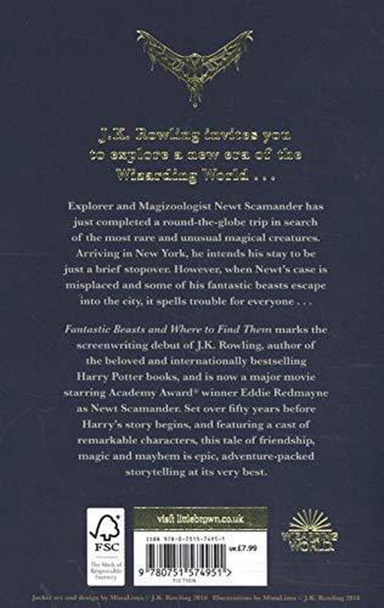 Fantastic Beasts and Where to Find Them - back cover