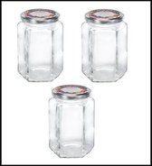 Leifheit 3211 Pot à confiture hexagonal 770 ml verre / argent (lot de 3 pièces)