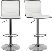 Nancy's Barkrukken Set Van 2 - Barkrukken Met Rugleuning - Wit - Kunstleer - 40 x 42 x 94 cm
