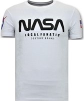 T-shirt Heren met Opdruk - Nasa American Flag Shirt - Wit