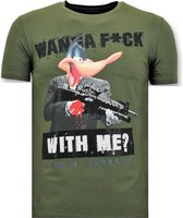 Exclusieve T-shirt Mannen - Shooting Duck Gun - Groen