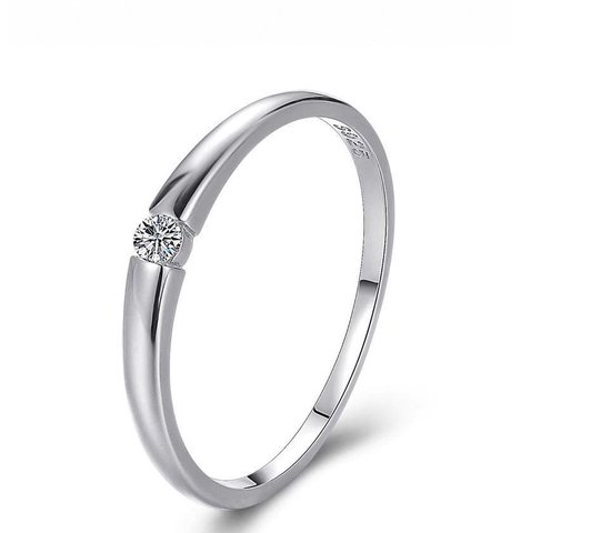 810 - Zilveren ring met Zirkonia - 925 Zilveren ring - Ring met steentje -  Eyecatcher... | bol.com