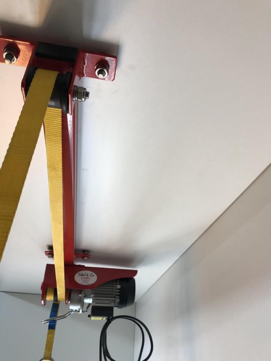 Takel en Co Electrische Fietslift rood met gele hijsbanden 125kg met CE-Keur certificering