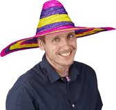 relaxdays Mexicaanse hoed - sombrero volwassenen - strohoed gekleurd - Mexico - 55 cm