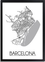 DesignClaud Barcelona Plattegrond poster A4 + Fotolijst wit