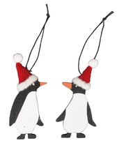 Kersthanger pinguin met kerstmuts set van 2 - Sass & Belle
