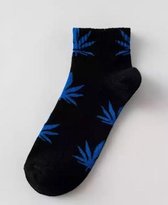 Wiet enkelsokken - Cannabis enkelsokken - Wietsokken - Cannabissokken - zwart-blauw - Unisex Enkelsokken - Maat 36-45
