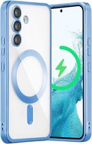 Hoesje geschikt voor Samsung Galaxy S24 hoesje Magnetisch Met Lens beschermer Transparant / Blauw – Magneet hoesje Case cover Samsung S24