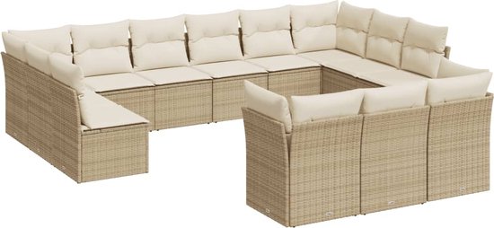 vidaXL-13-delige-Loungeset-met-kussens-poly-rattan-beige