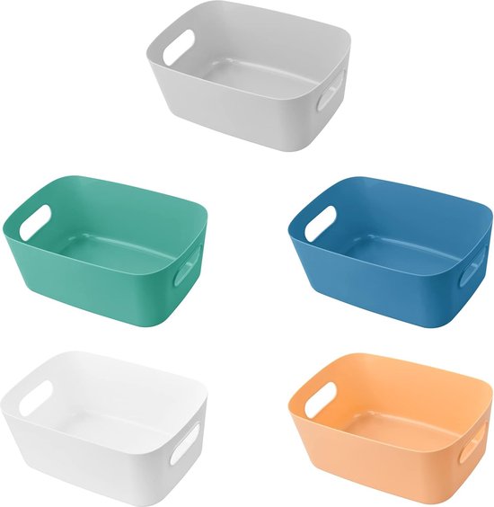 Plastic opbergdozen, opbergmanden containerdoos, set van 3 plastic rechthoekige studiomanden organizer voor keuken, thuis, kantoor badkamer, 24,5 x 17 x 10 cm