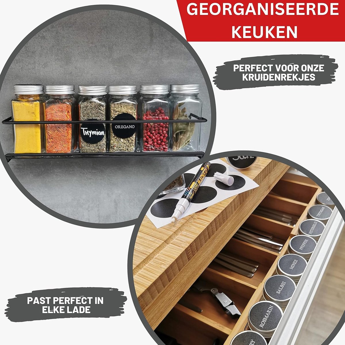 Kruidenpotten Vierkant Luchtdicht 36-Delige Set [incl. Etiketten & Strooier] Glazen Kruidenpotjes Set Kruidencontainers Spice Jars Kruidenopslag Containers voor Kruiden