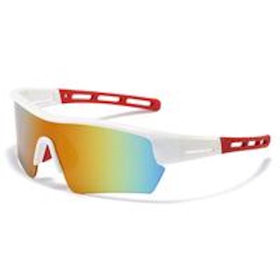 Sport zonnebril UV400 outdoor (rood-wit), multicolor glas