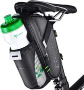 Zadeltas voor op de fiets, met flessenhouder, waterdicht, krasbestendig, reflecterend, zwart
