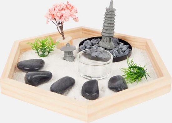 Absolu Chic - Zen garden - Zen tuin - Met Theelicht houder - 24 x 21 x 2 cm
