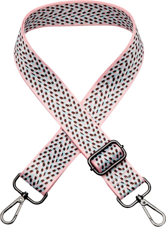 Schouderriem Black Dots - bag strap - verstelbaar - afneembare schouderband - met gespen - tassenriem