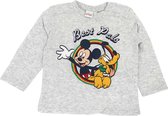 Disney - Mickey Mouse - baby-peuter . kraamcadeau - babyshower - shirt lange mouwen - grijs - maat 12-18 mnd