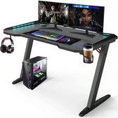 Game Bureau met Led - Gaming Bureau - Gaming Desk - ‎60 x 147 x 73 cm - Zwart