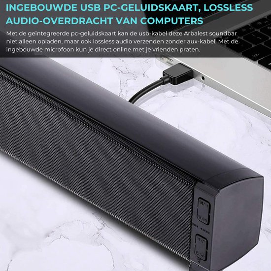Soundbars - Soundbar met DSP-Technologie - Speaker met Bluetooth -Soundbar met Subwoofer - Soundbar PC - AUX - USN - TF-Kaart- met Ingebbouwde Microfoon - Klein - Zwart van Merkloos — afbeelding 4