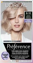 3x L'Oréal Préférence Cool Blondes Permanente Haarkleuring 8.12 Licht As Beigeblond