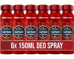 Old Spice Deodorant - Captain - Spray - 6x 150 ml - Voordeelverpakking